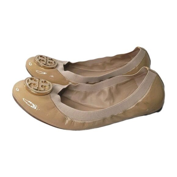 Tory Burch Caroline Ballet Flats Size 8 Patent Leather Brown - Picture 5 of 10
